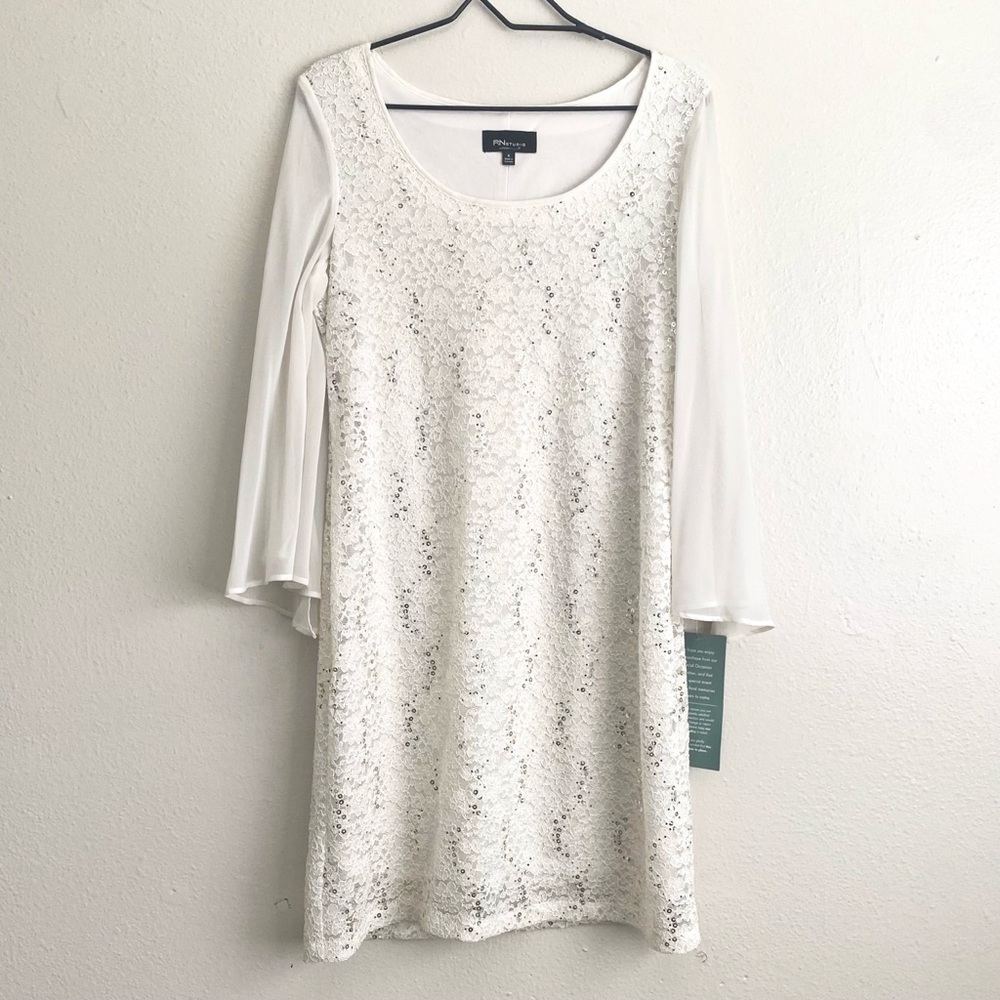 NWT RN Studio Ivory Sequin Gold Dress Size 6